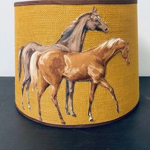 Vintage Western 🐎 Equestrian Barrel Drum Quilted Horse Design Lamp Shade, 15"